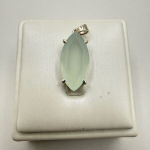 NWOT 22x13 marquise cut, faceted Chalcedony pendant in sterling silver!